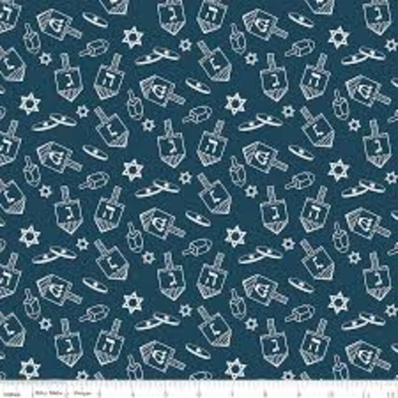 Riley Blake 8 Nights, 8 Lights Dreidel Toss Navy Cotton Fabric by the Yard